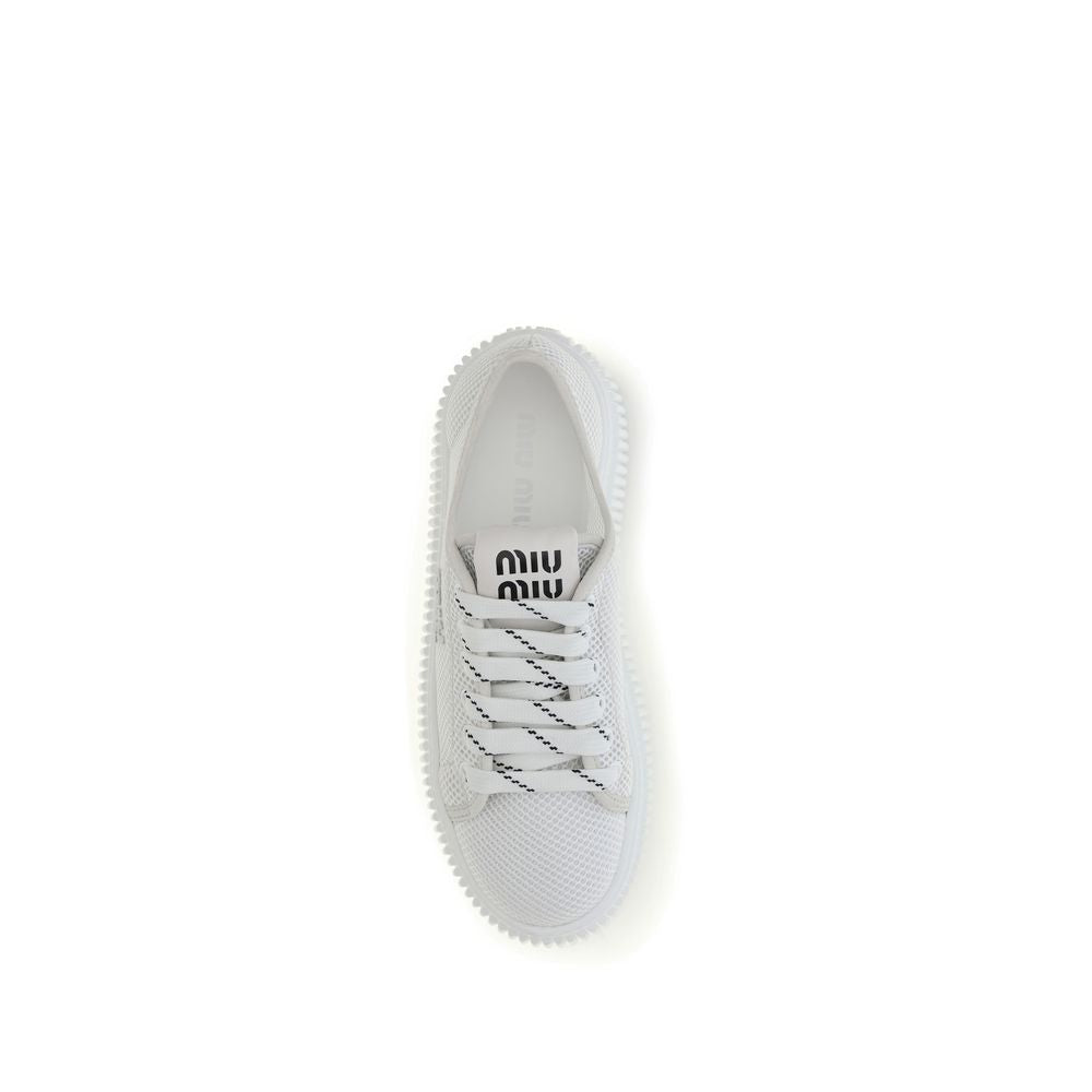 Miu Miu Zapatillas Blancas De Poliamida Con Plataforma