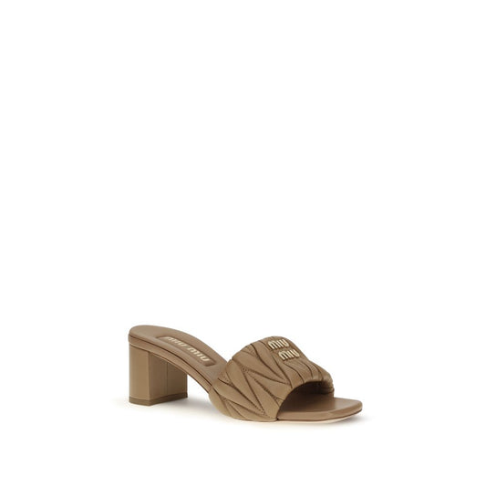 Sandalias Miu Miu de plataforma beige en piel de cordero Ovis Aries Aries