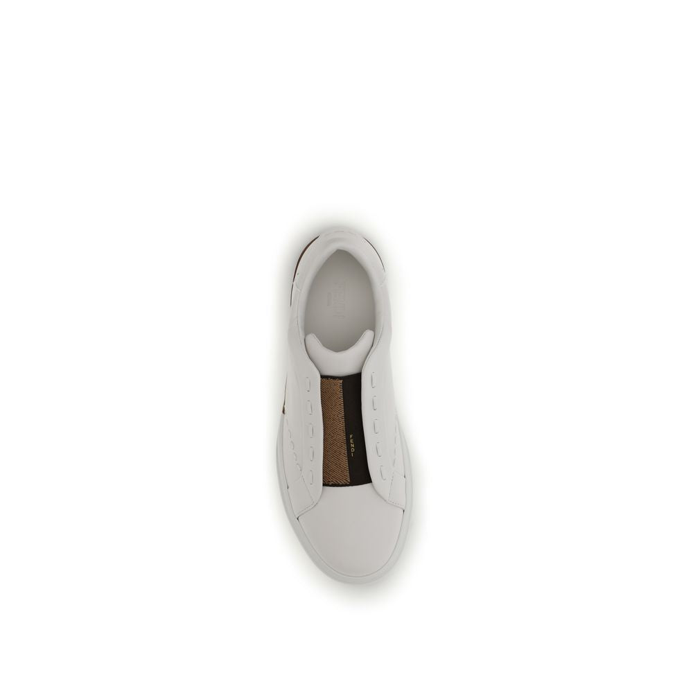 Baskets Fendi en cuir de veau blanc Bos Taurus Bout bas