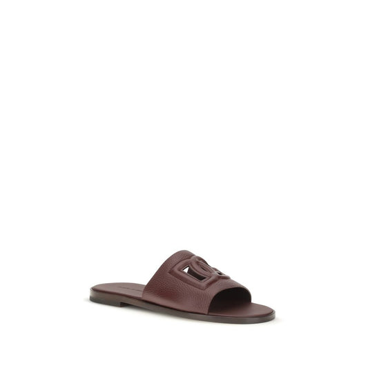 Sandalias planas de piel de ternera Dolce & Gabbana Bos Taurus marrón
