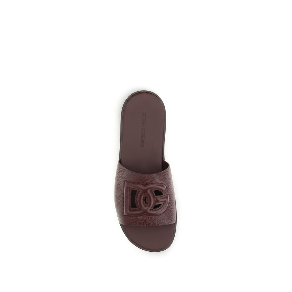 Sandales plates Dolce & Gabbana en cuir de veau marron Bos Taurus