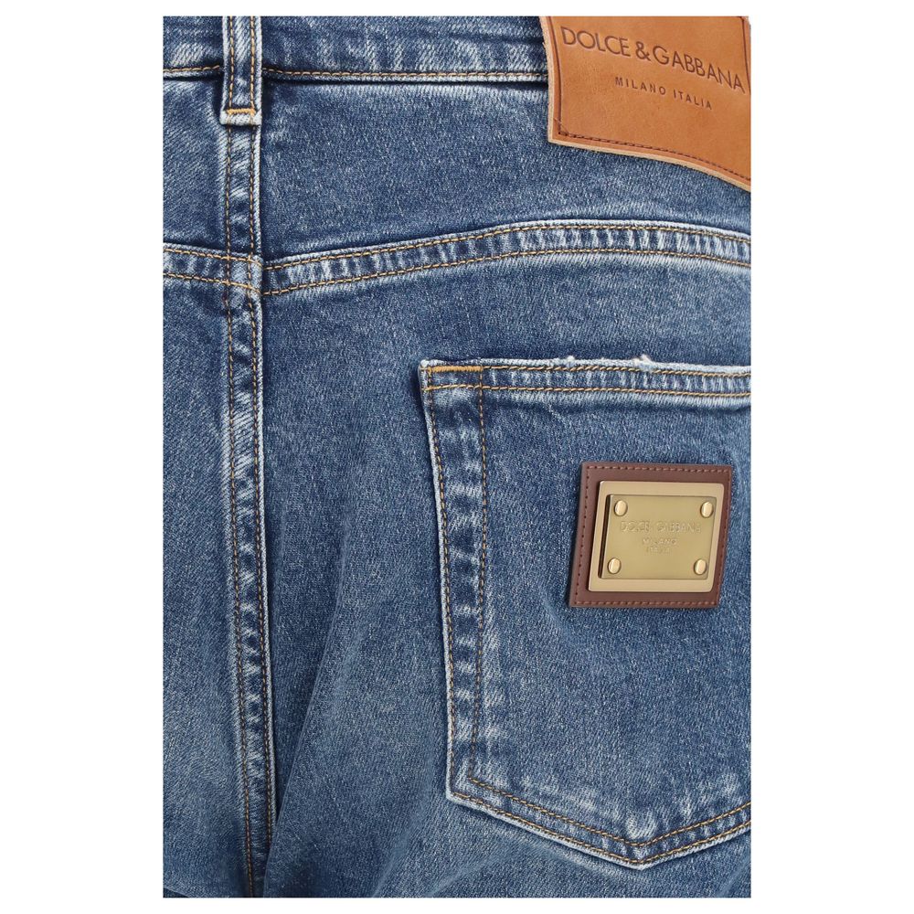 Jeans rectos de algodón azul Dolce & Gabbana