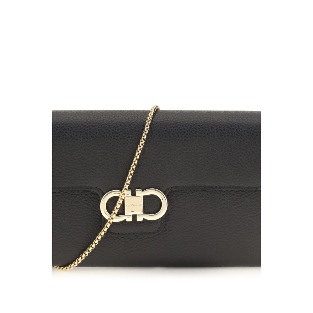 Portefeuille Ferragamo en cuir de veau noir Bos Taurus