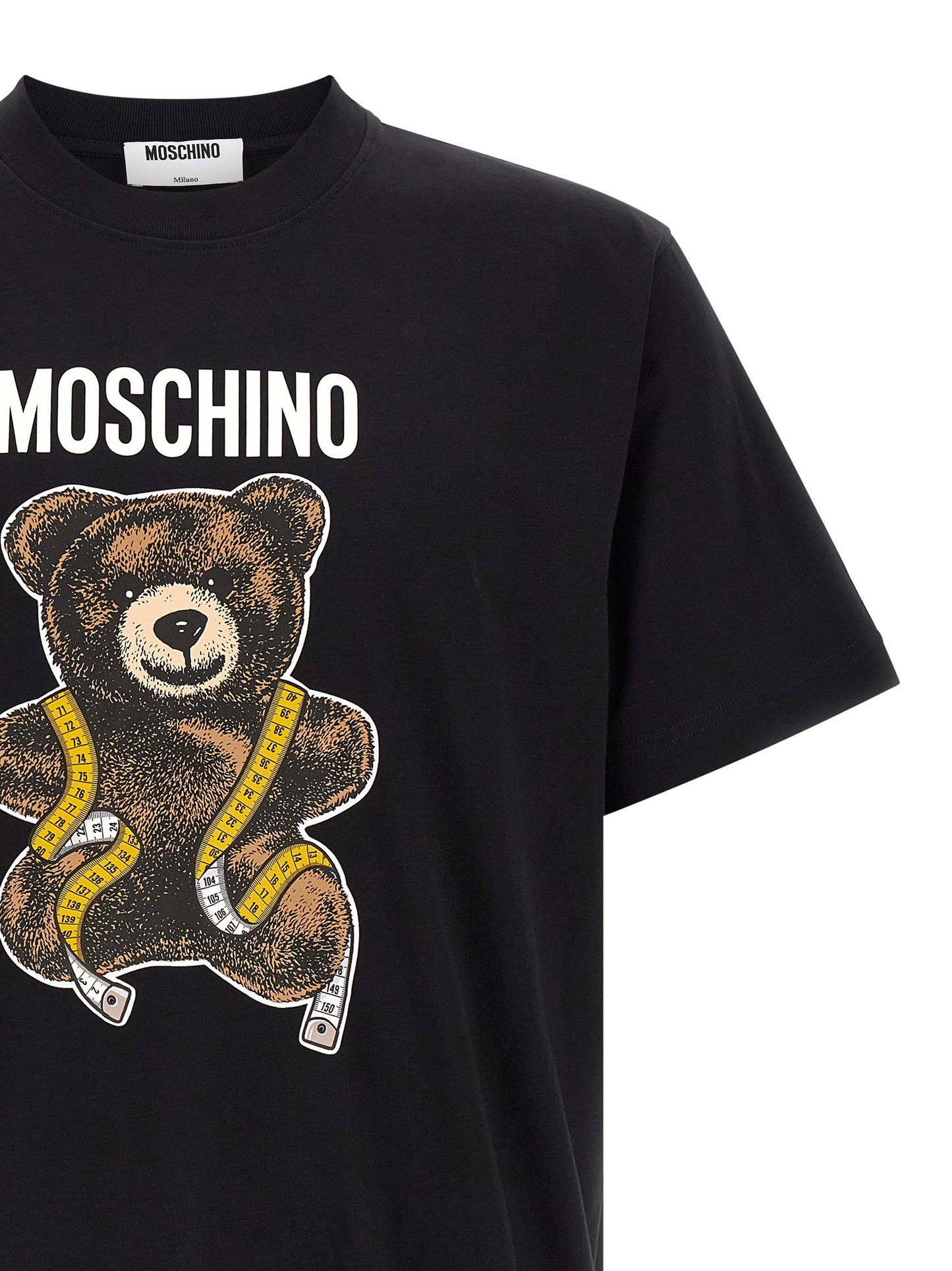 Moschino Black Cotton T-Shirt with Front Graphic Design