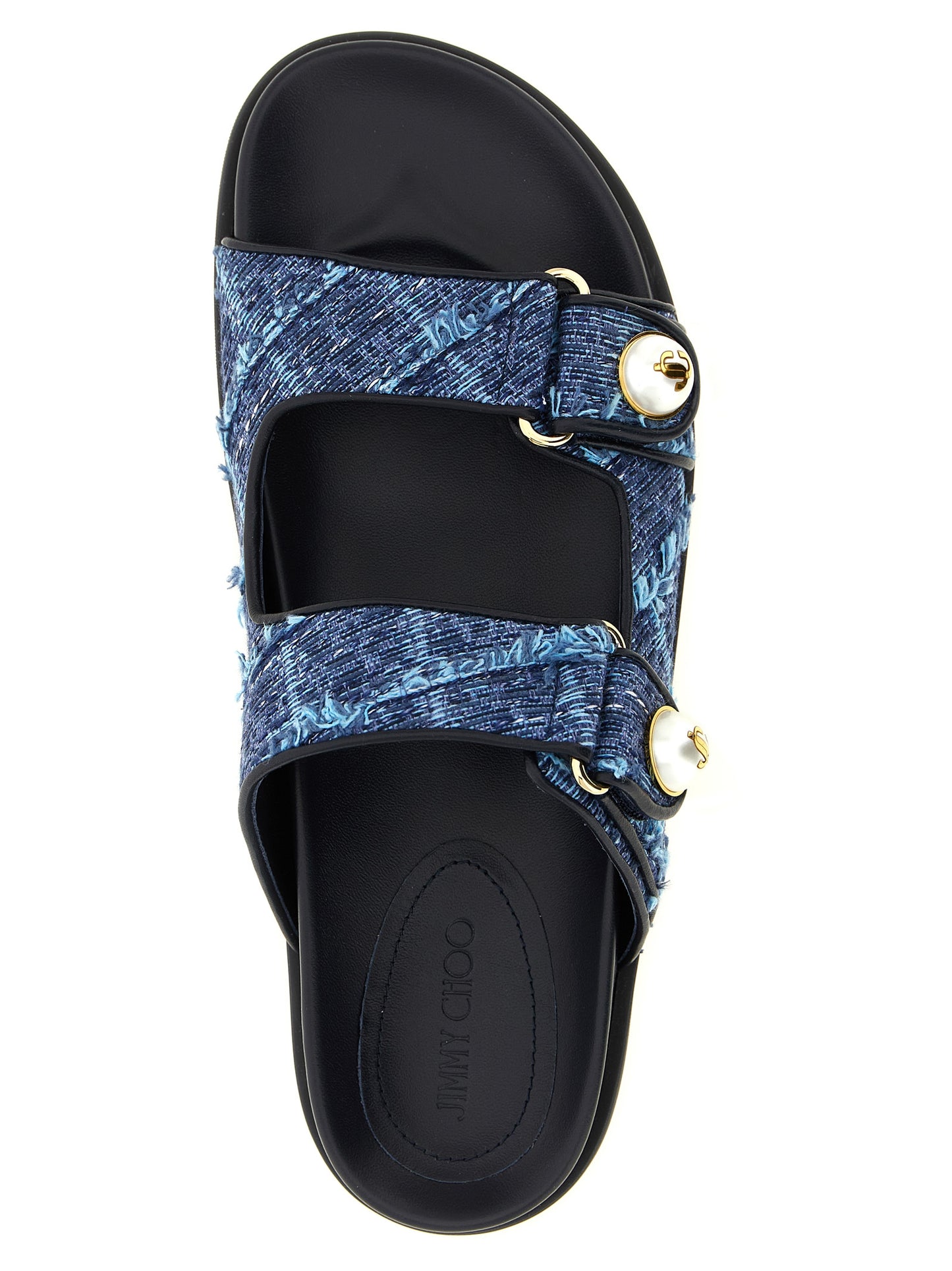 Slides Jimmy Choo azules de Tencel