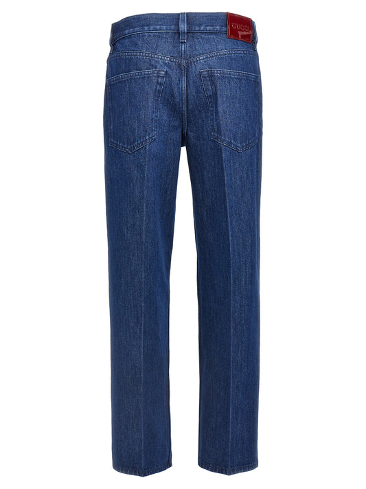 Pantalones vaqueros de pierna recta de algodón azul de Gucci