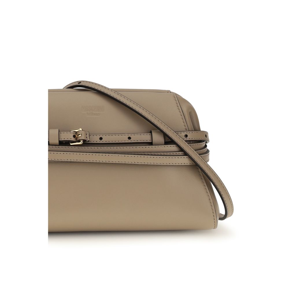 Bolso de mano de piel de cabra beige Moschino