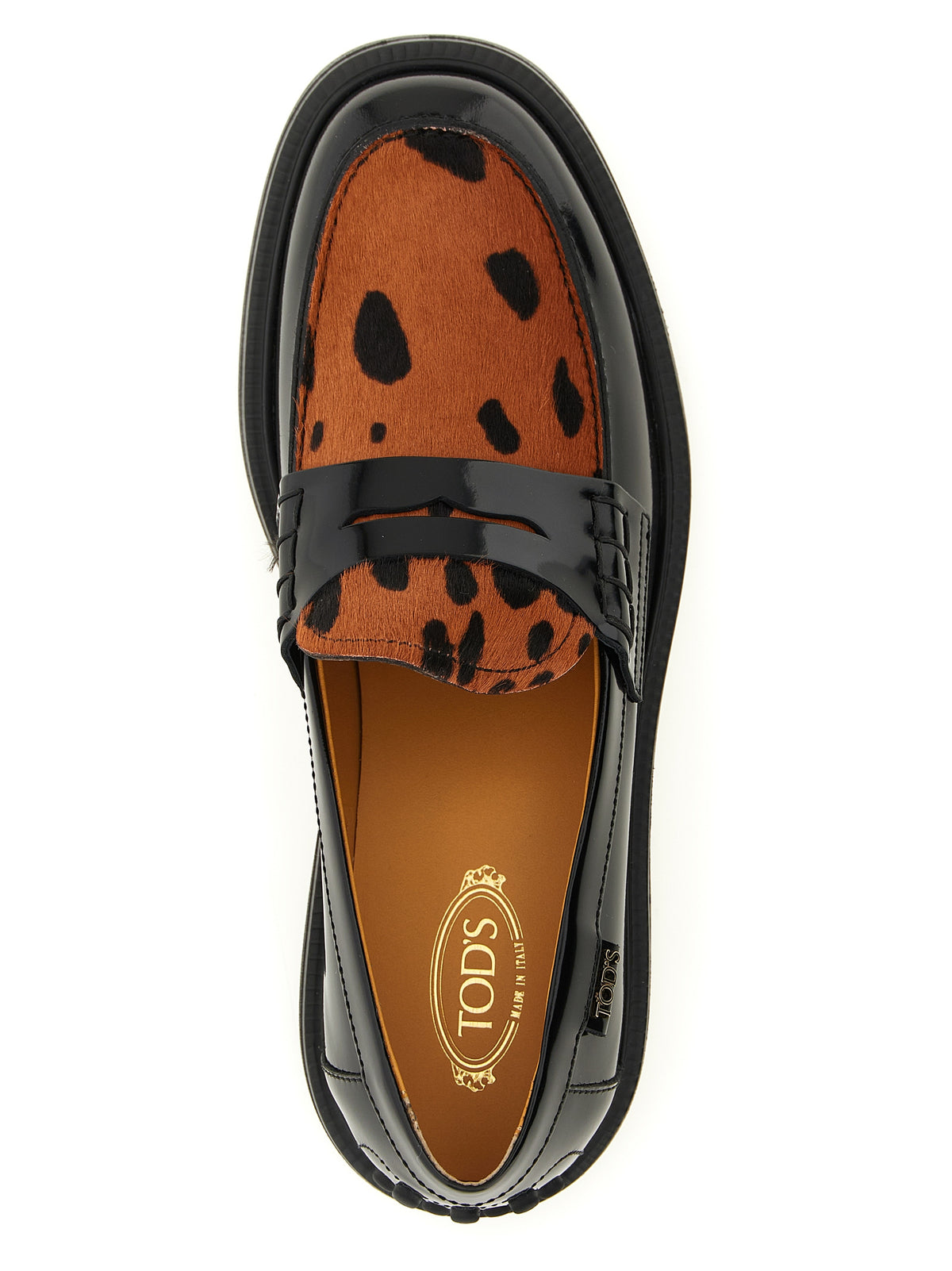 Tod's Signed Detail Black Leather Slip-On Loafers