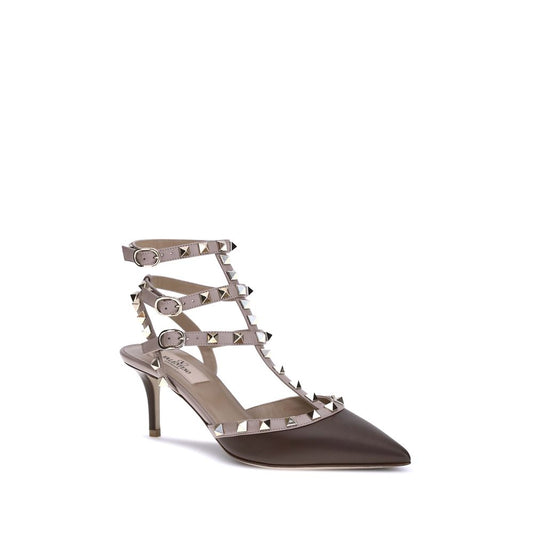 Valentino Garavani Pumps De Cuero Marrón Tacón Medio Bos Taurus