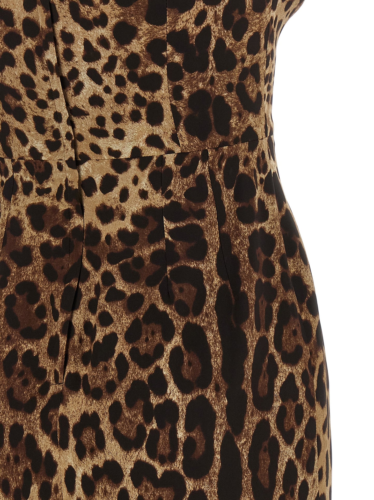Vestido midi de seda marrón de Dolce & Gabbana