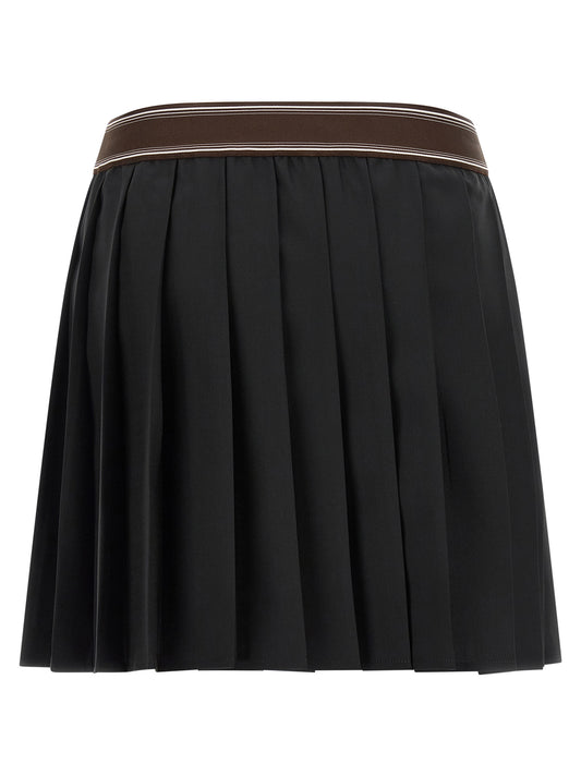 Falda larga de lana negra de Versace