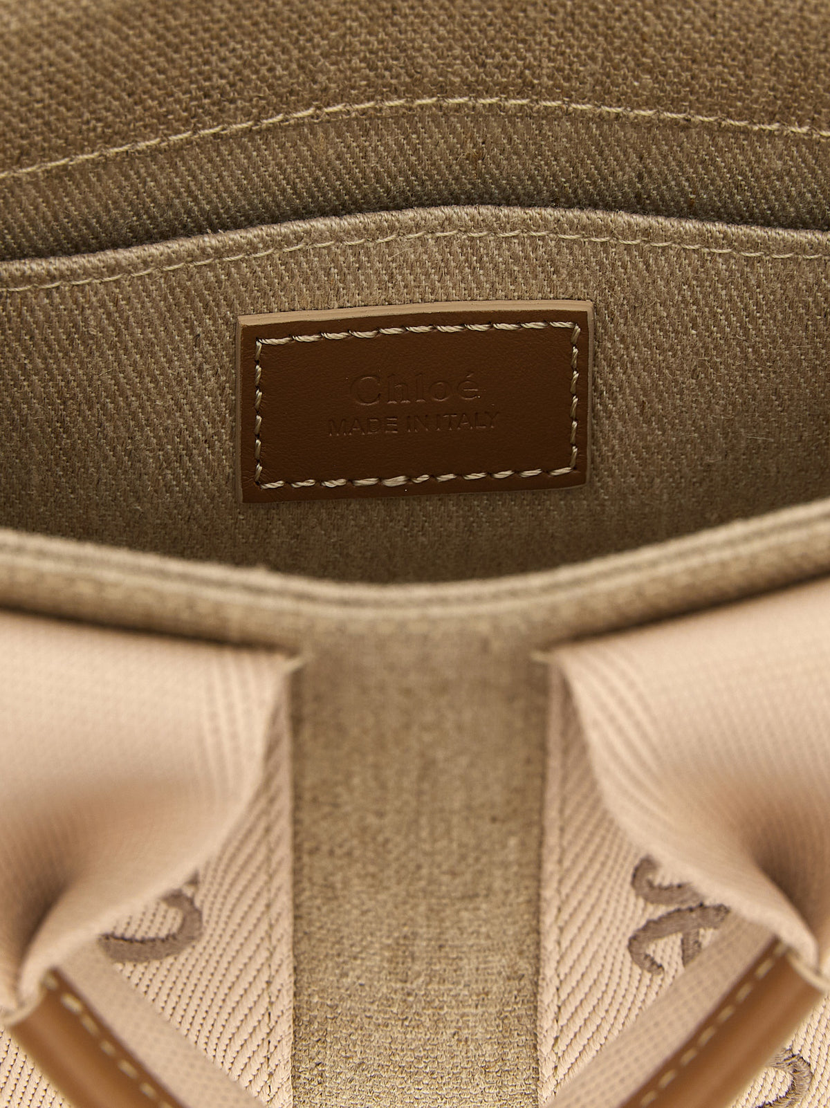 Mini Sac Woody de Chloé en lin naturel multicolore