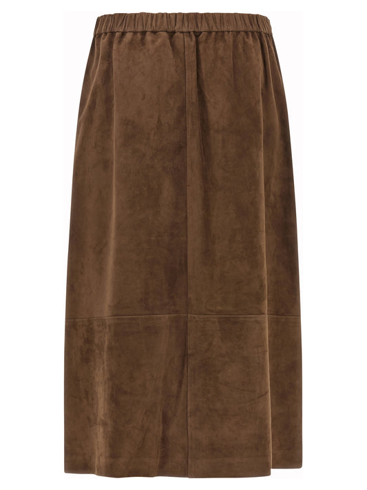Falda midi de piel de cordero dorada 'S Max Mara