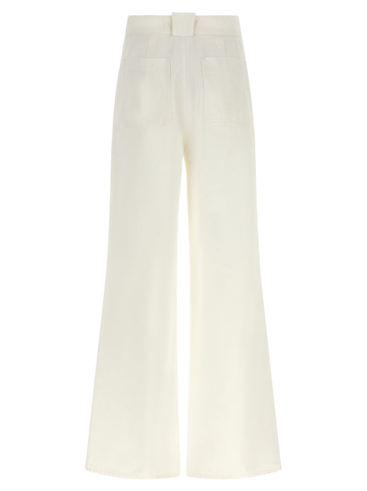 Pantalón acampanado de algodón blanco Max Mara