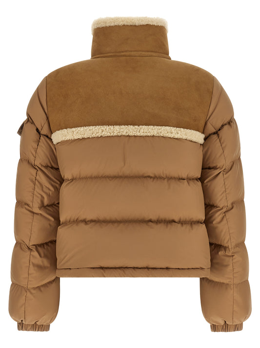 Chaqueta Moncler larga de poliéster beige