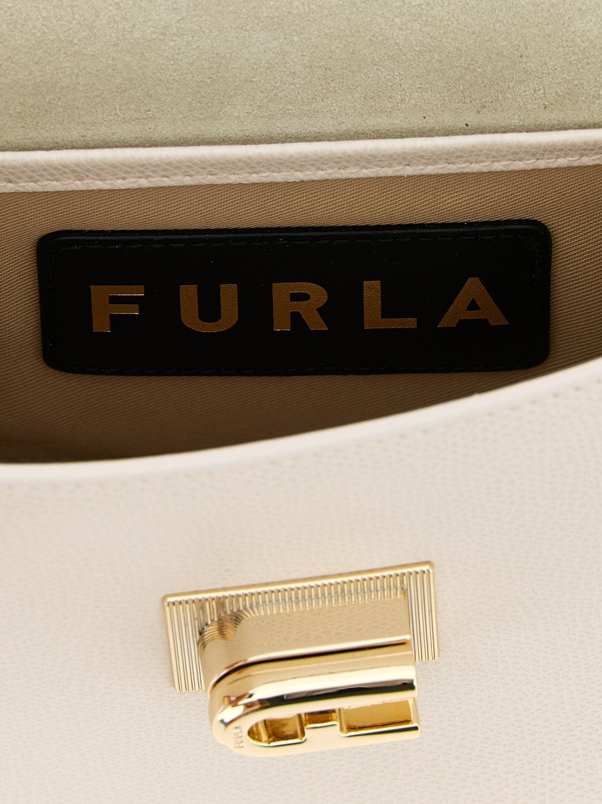 White Calfskin Furla 1927 Mini Crossbody Bag