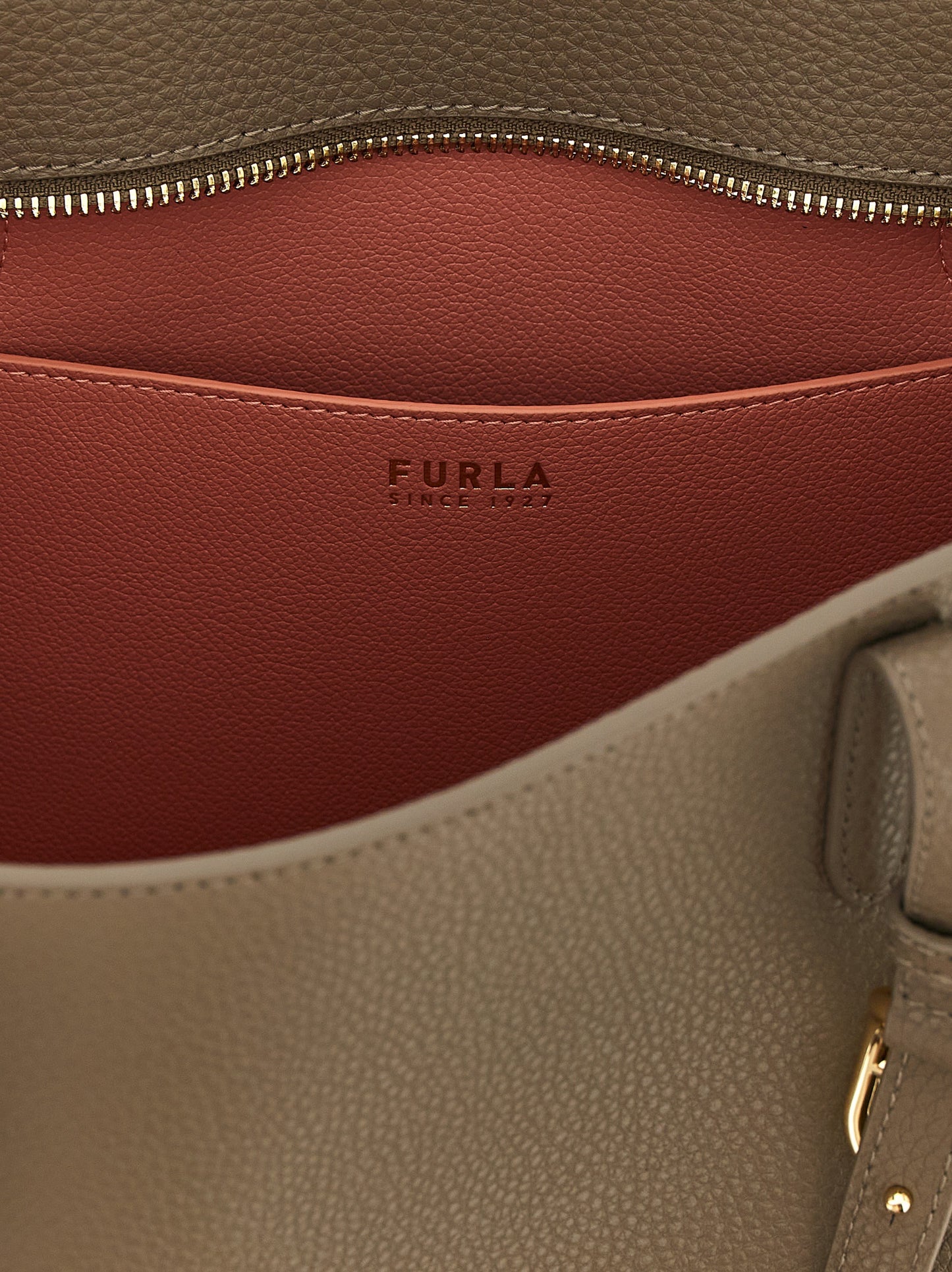 Furla Ava M Grey Calfskin Leather Tote Bag