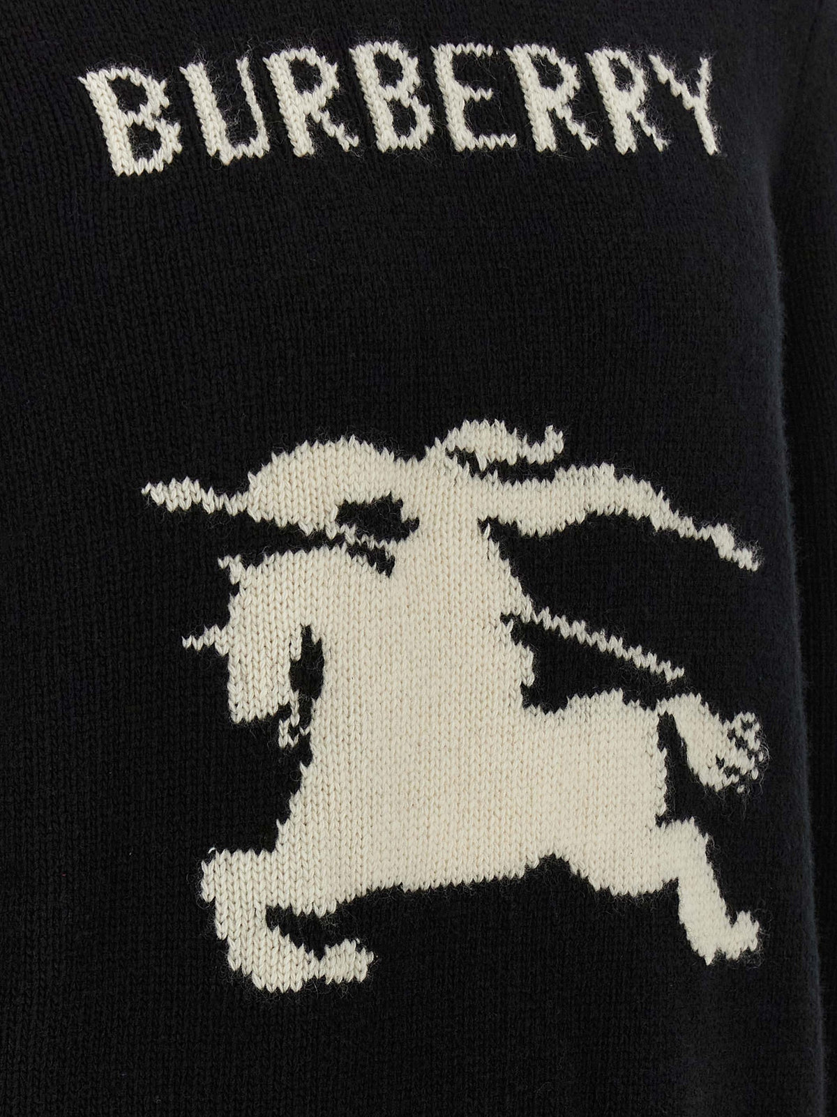 Cárdigan Burberry De Lana Negra Con Cuello Redondo Y Ajuste Regular