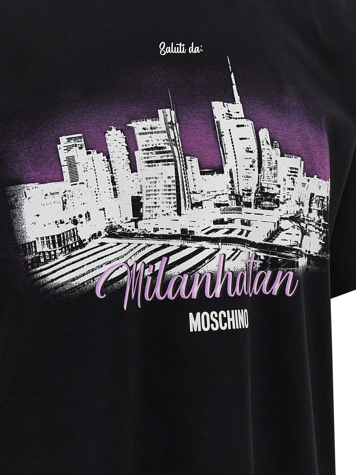Camiseta Moschino De Algodón Negro Con Estampa Milanhattan