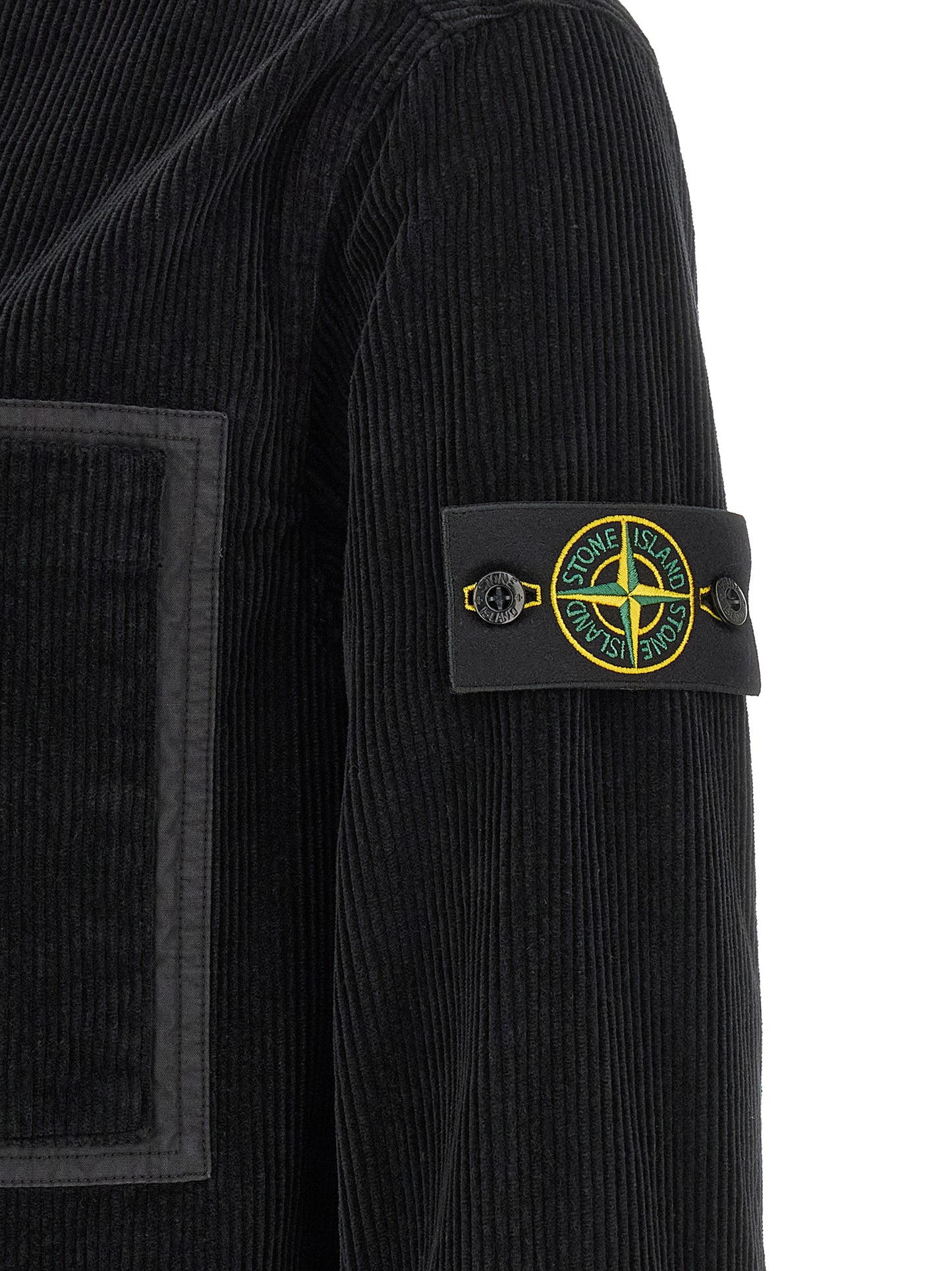 Overshort Stone Island De Pana Negra Con Ajuste Regular