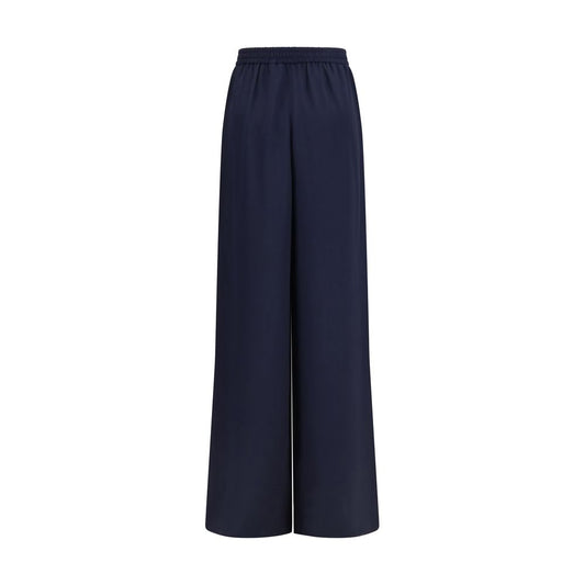 Pantalones casuales de seda azules Max Mara