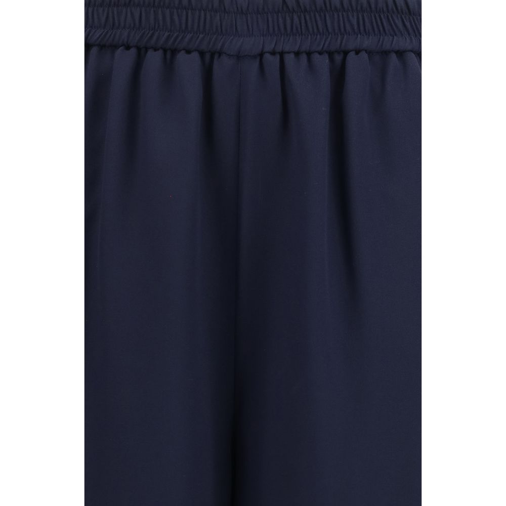Pantalones casuales de seda azules Max Mara