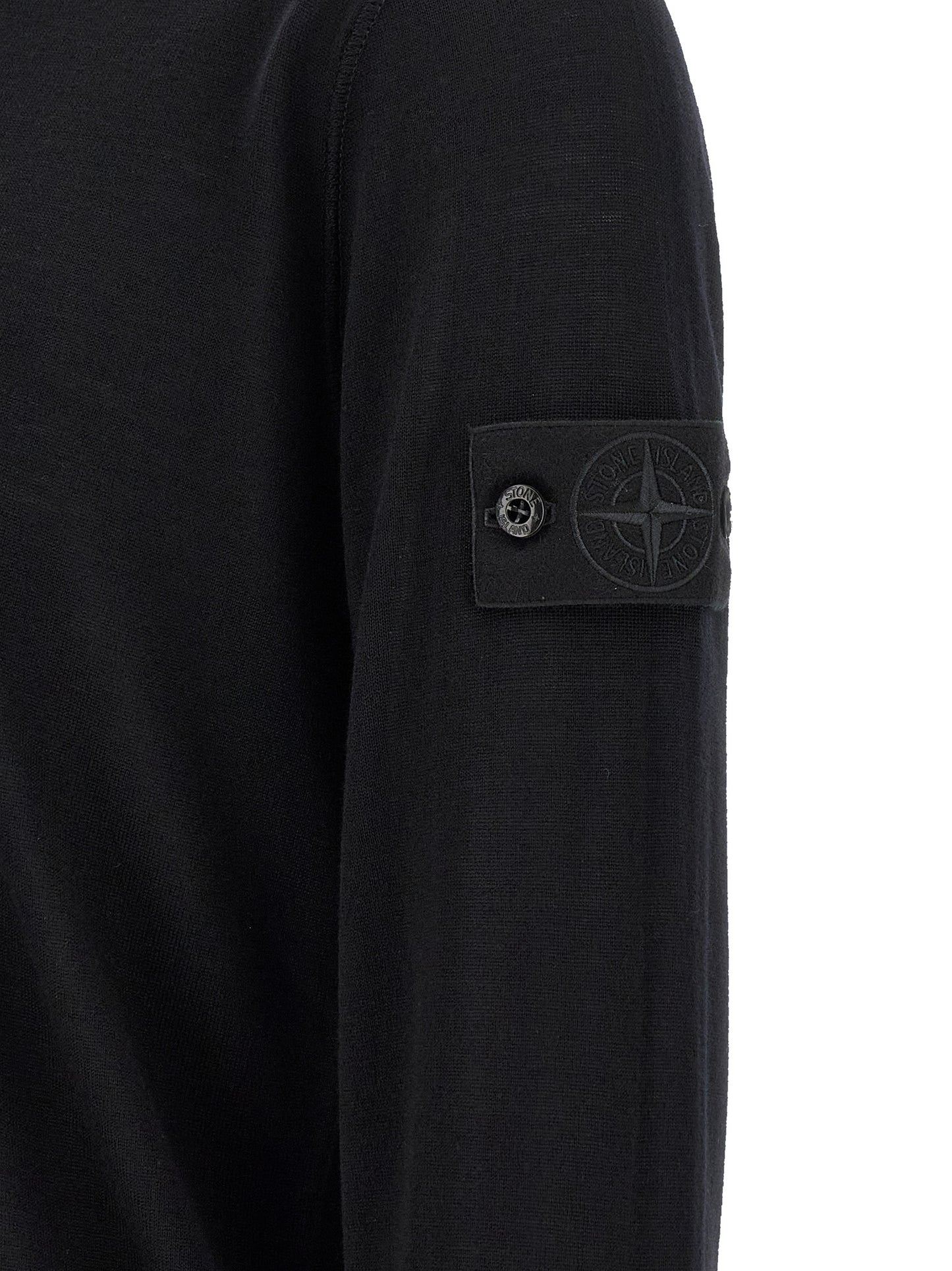 Stone Island Cardigan Negro Lana Virgen Estructura Térmica