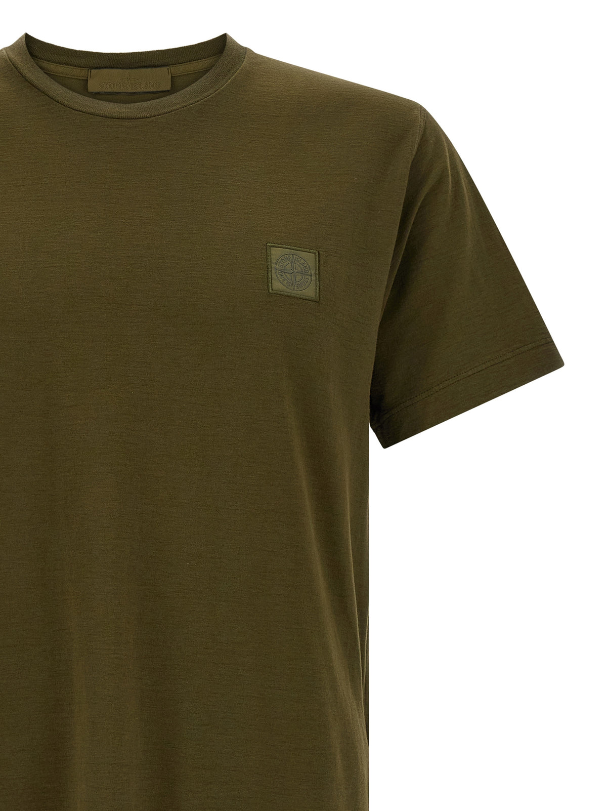 Stone Island T-shirt en coton à col ras du cou avec finition bicolore