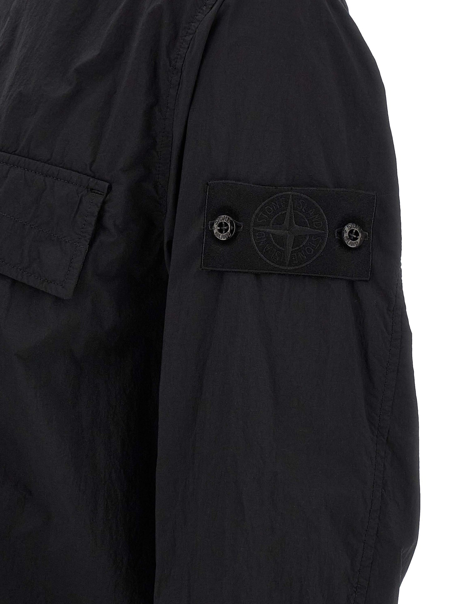 Camisa Stone Island Poliamida Negra Básica Moderna