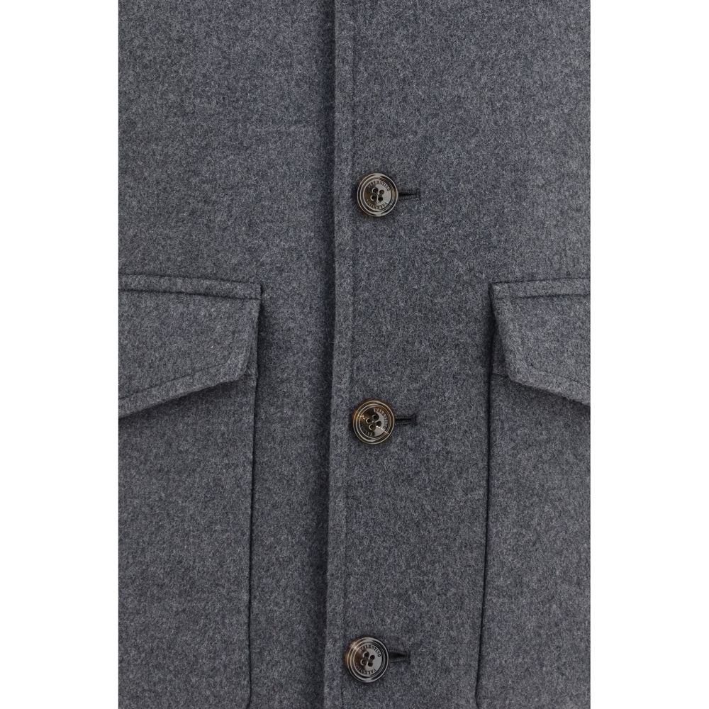 Veste longue Valentino Garavani en laine grise Oves Aries