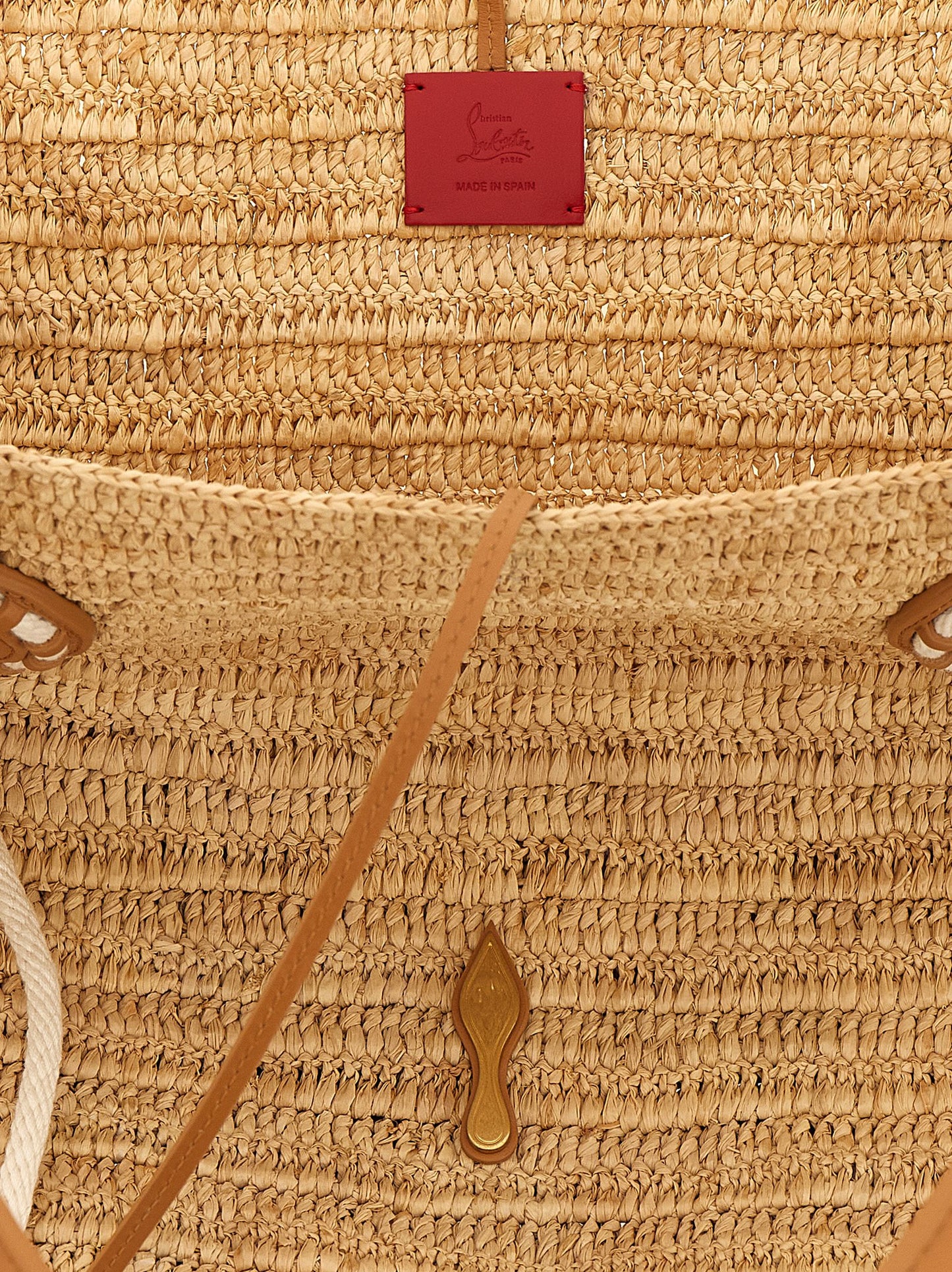 Bolso tote de rafia beige Christian Louboutin
