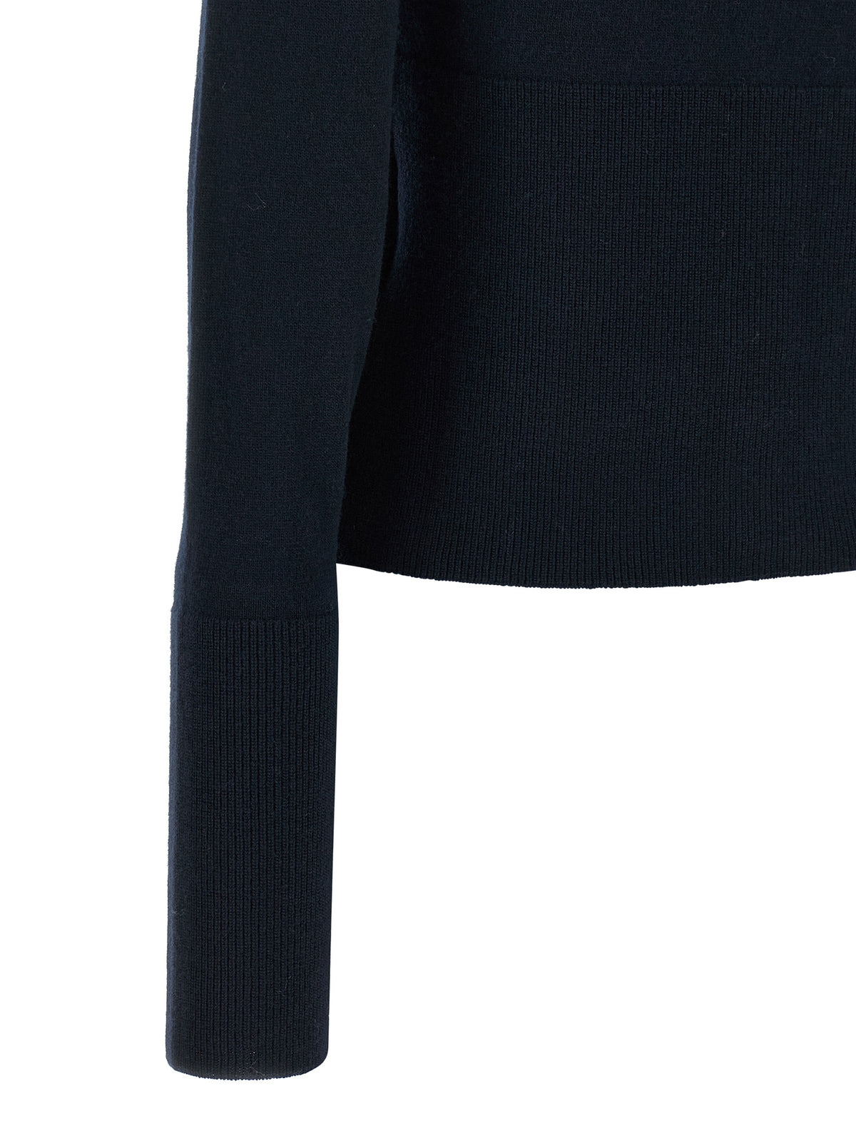 Cardigan Chloé en pure laine avec col volanté bleu marine