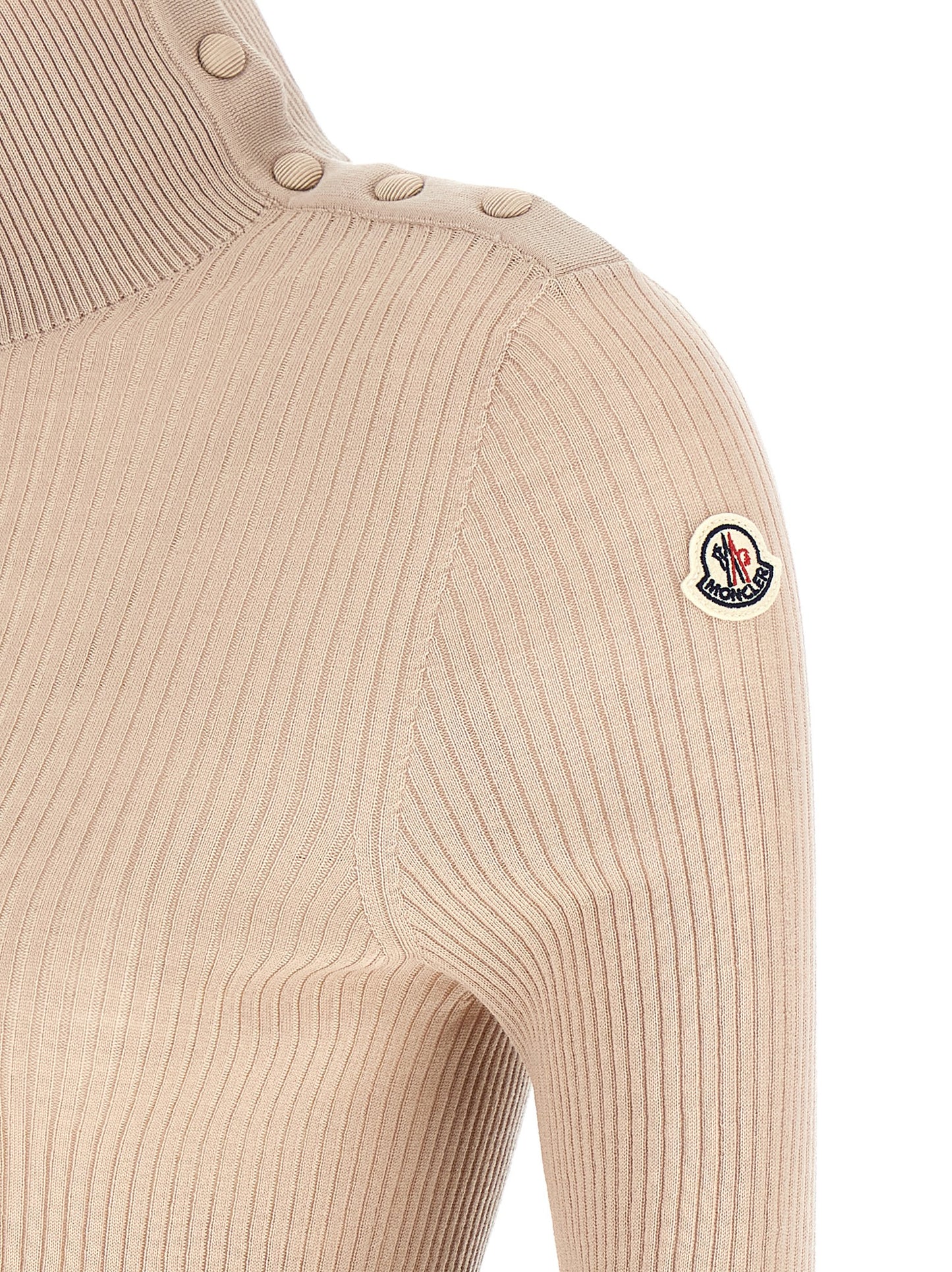 Moncler Cardigan de Lana Virgen Beige Confort Térmico