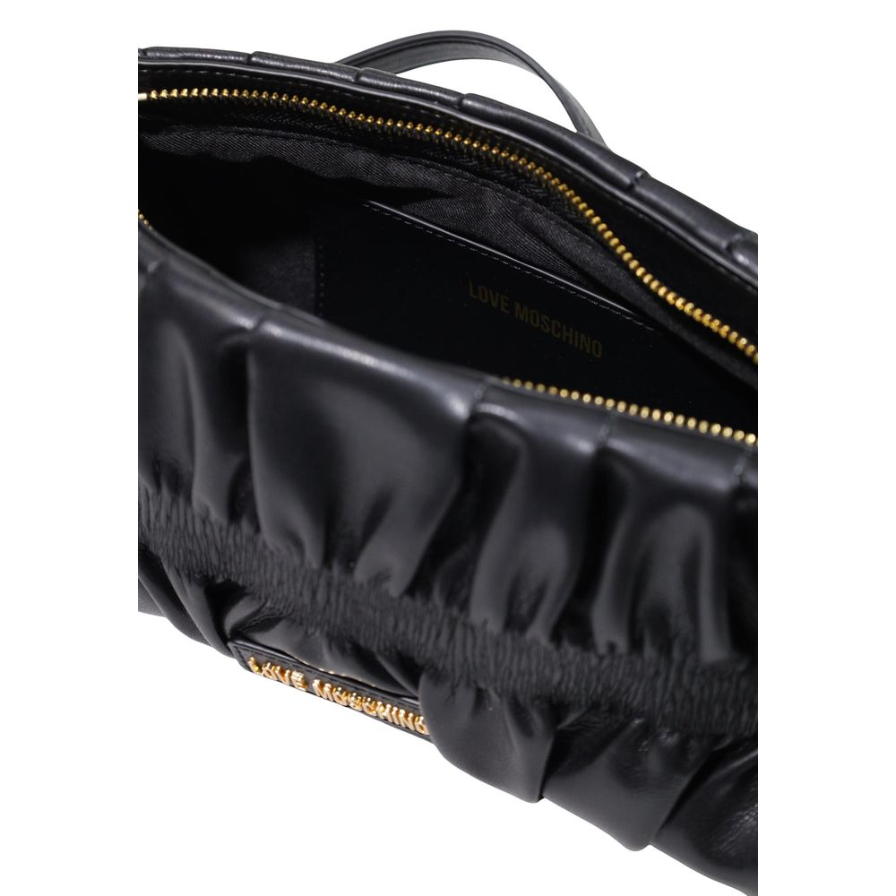 Bolso De Mano Negro Polietileno Love Moschino Coleccion Fw26