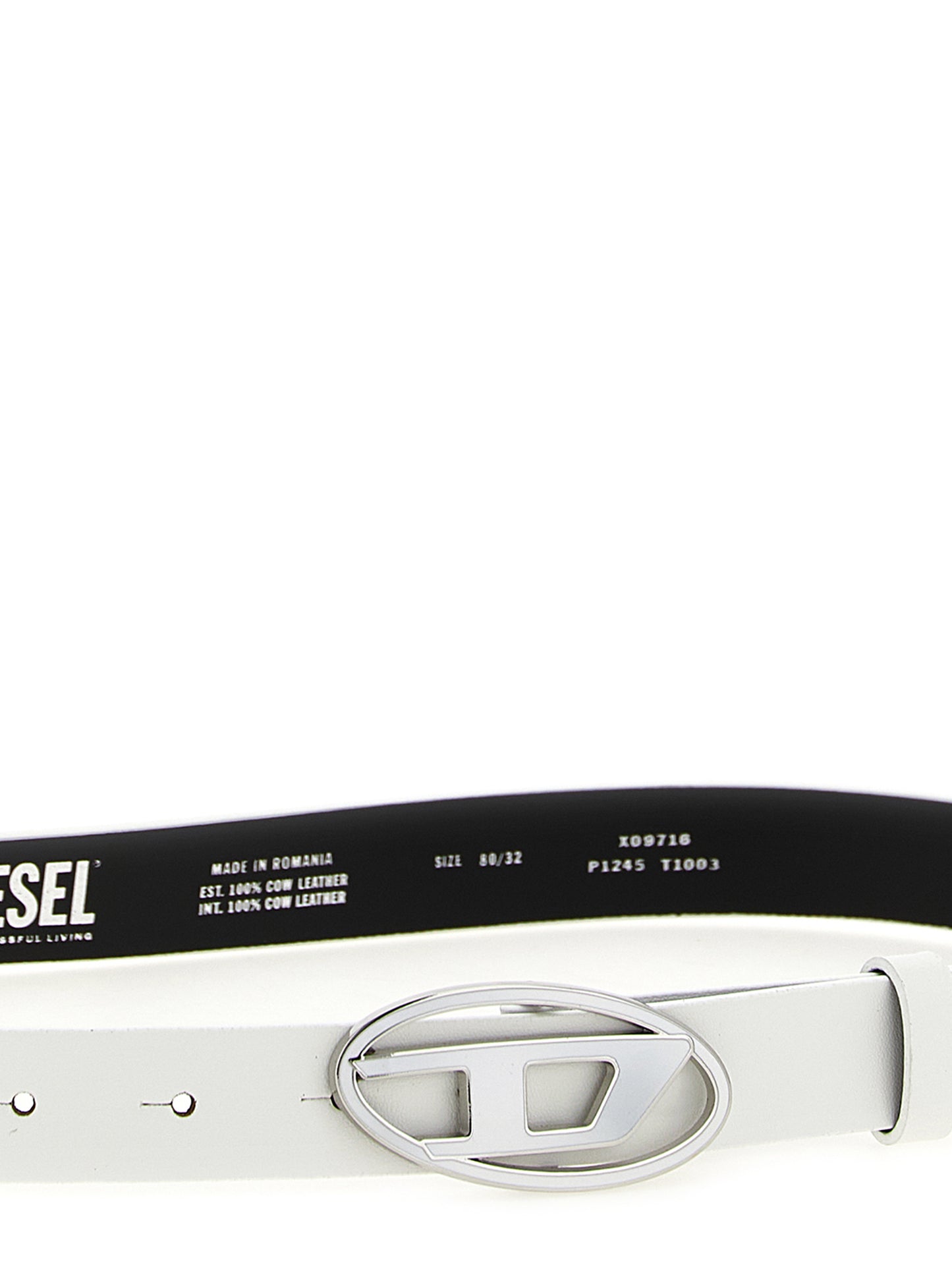 Diesel B-1DR 25 Regular White Leather Belt