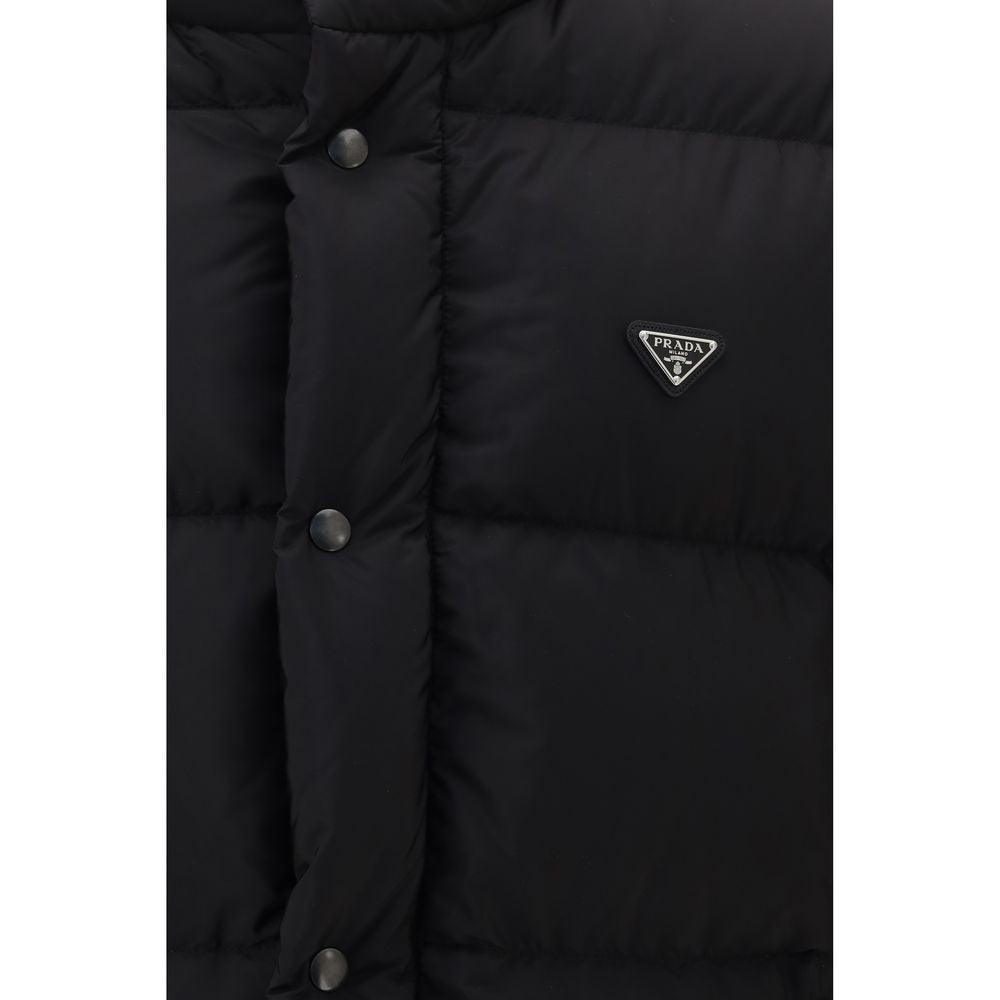 Chaqueta larga Prada negra de plumón de ganso