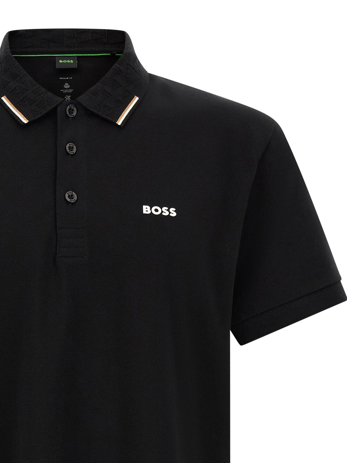 Polo en coton noir Hugo Boss coupe droite