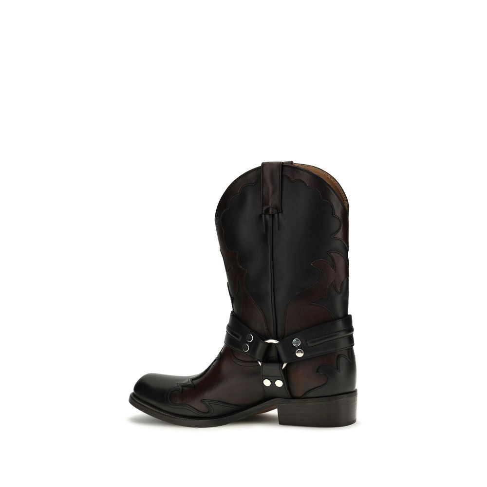 Versace Black Calfskin Boots Bos Taurus Design