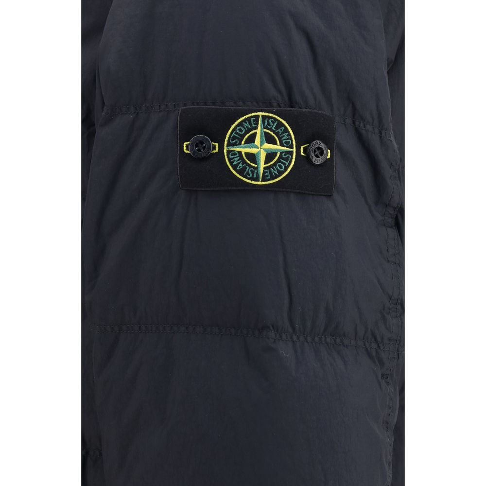 Stone Island Chaqueta Larga Con Plumón De Ganso Azul