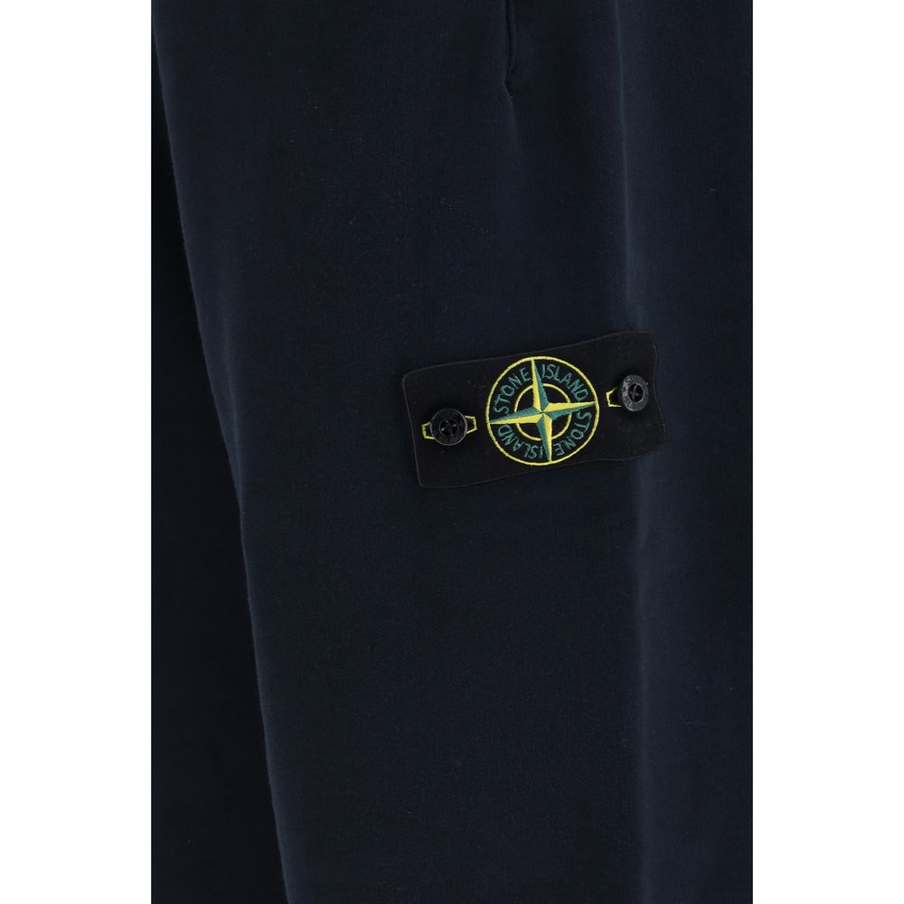Stone Island Joggers Algodon Azul Con Cintura Elastica
