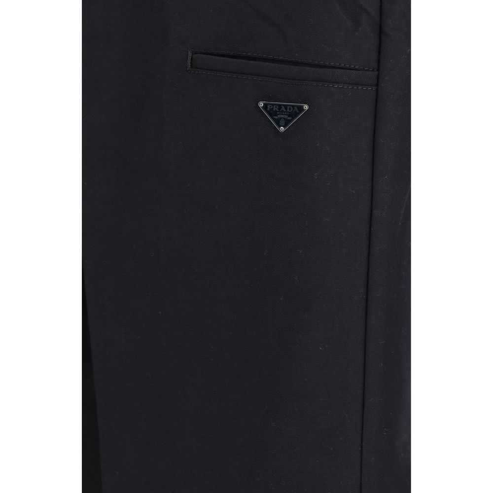 Pantalones casuales de algodón negros Prada