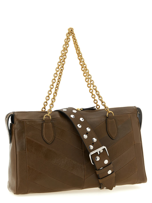 Bolso de hombro Valentino Garavani de cuero de cordero marrón