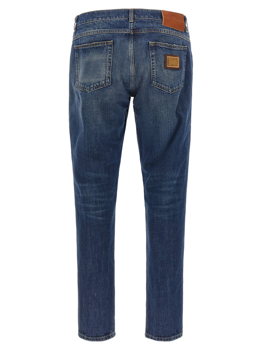 Jeans rectos de algodón azul Dolce & Gabbana