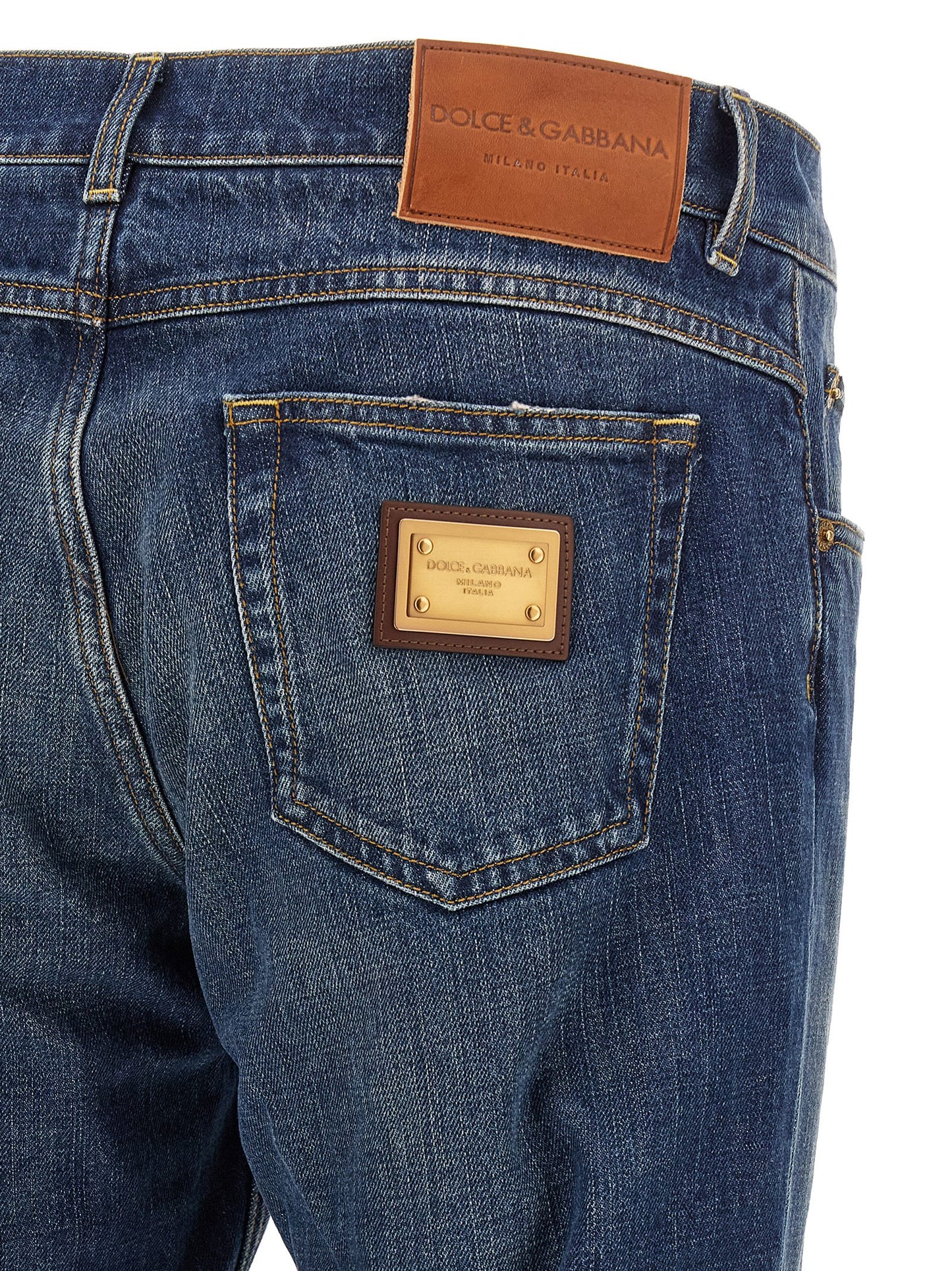 Jeans rectos de algodón azul Dolce & Gabbana