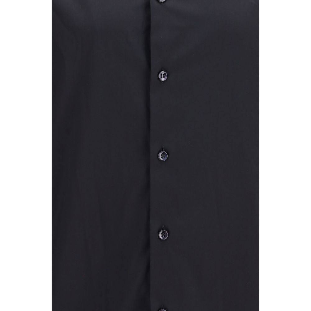 Giorgio Armani Men's Black Regular Fit Cotton Dress Shirt