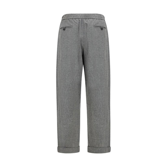Pantalones casuales de lana gris Oves Aries de Giorgio Armani