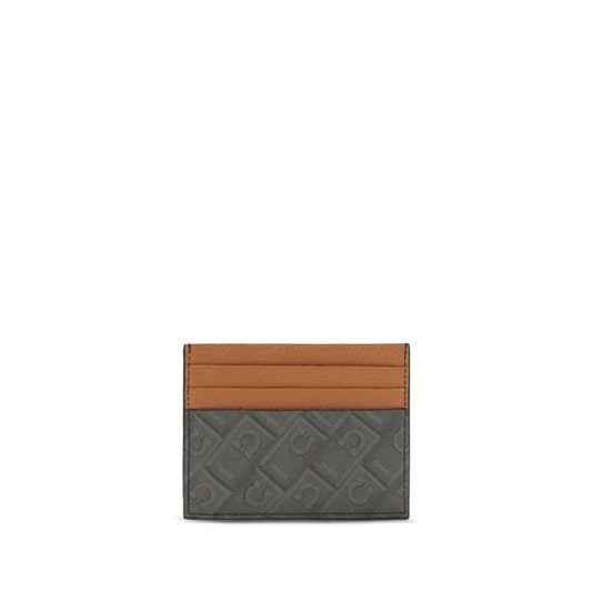 Billetera Ferragamo de piel de becerro marrón Bos Taurus