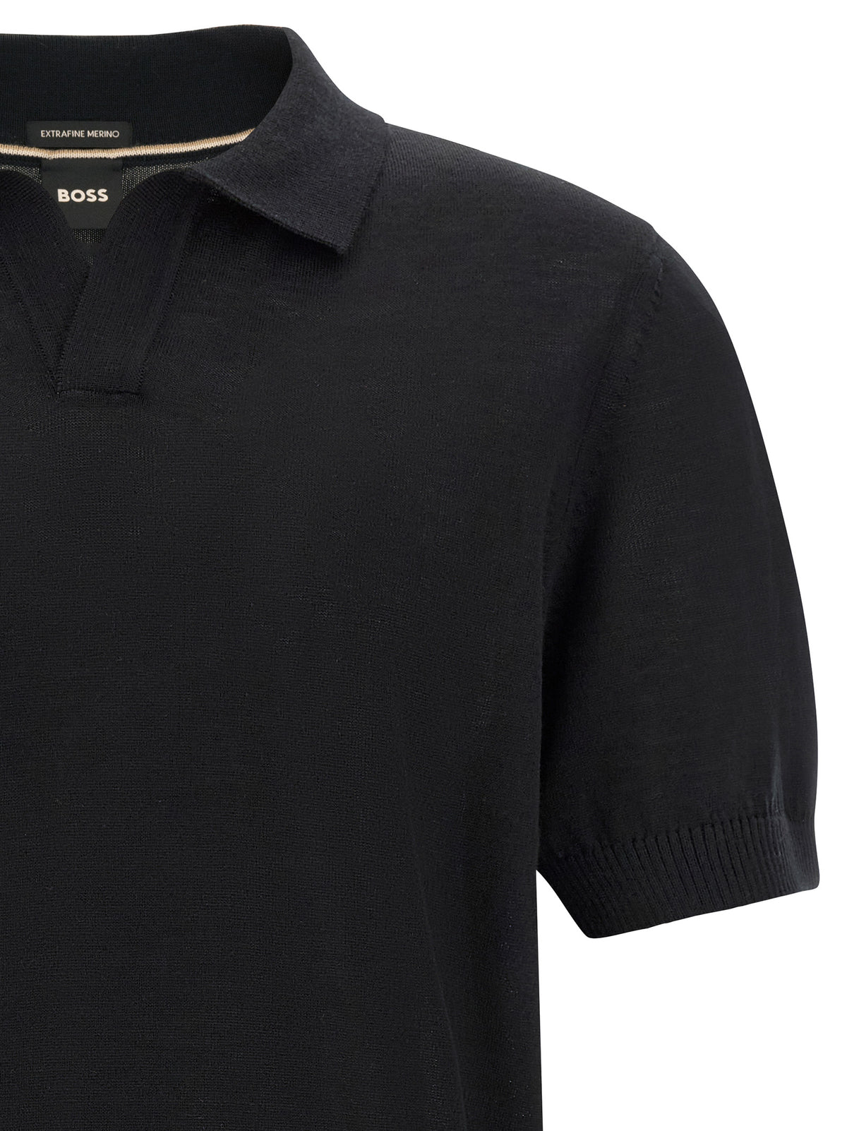 Polo Hugo Boss De Lana Virgen De Merino Extrafina Negro