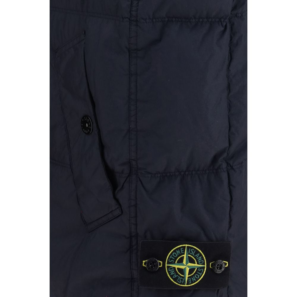 Stone Island Goose Down Vest Blue Thermal Insulation
