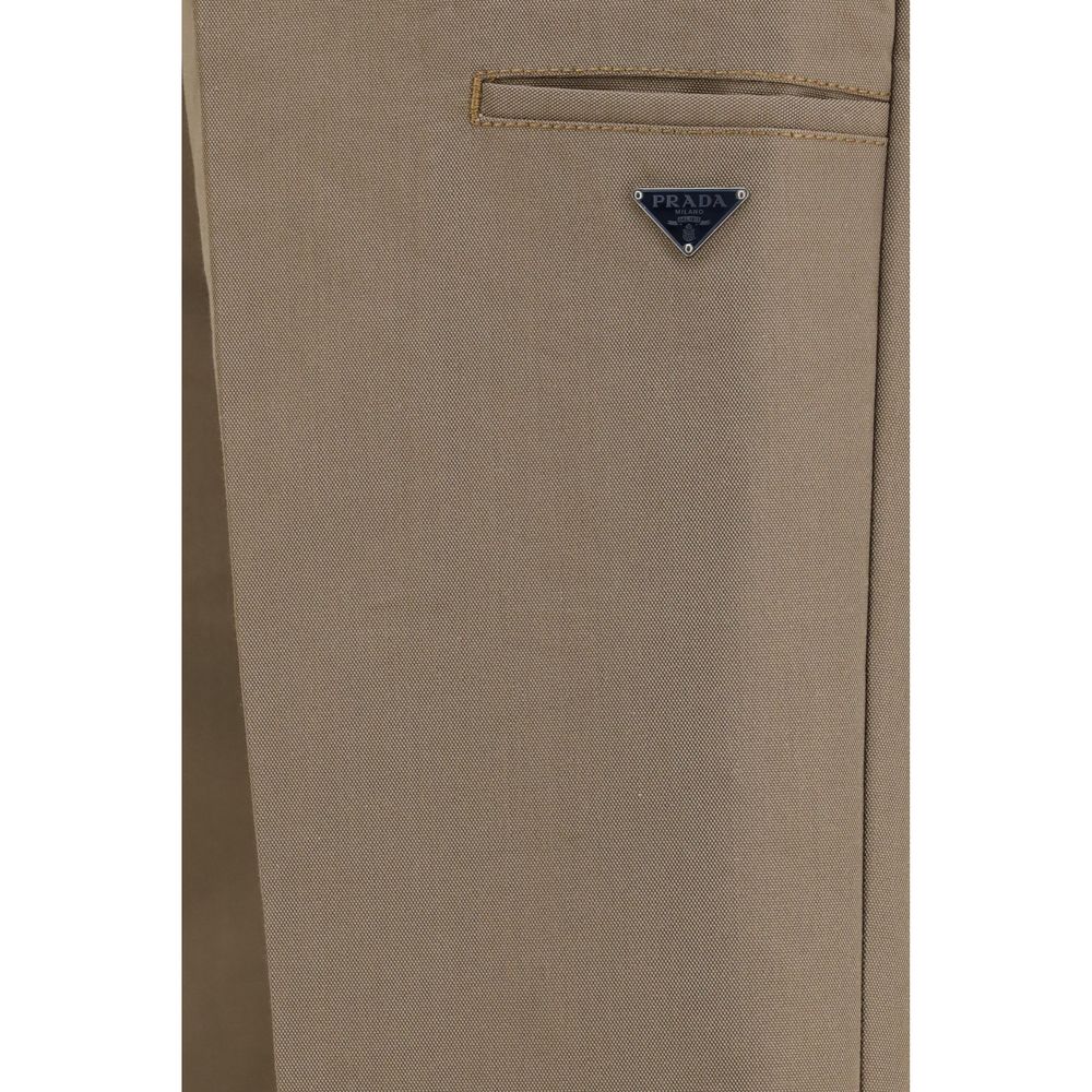 Pantalones casuales Prada de algodón marrón